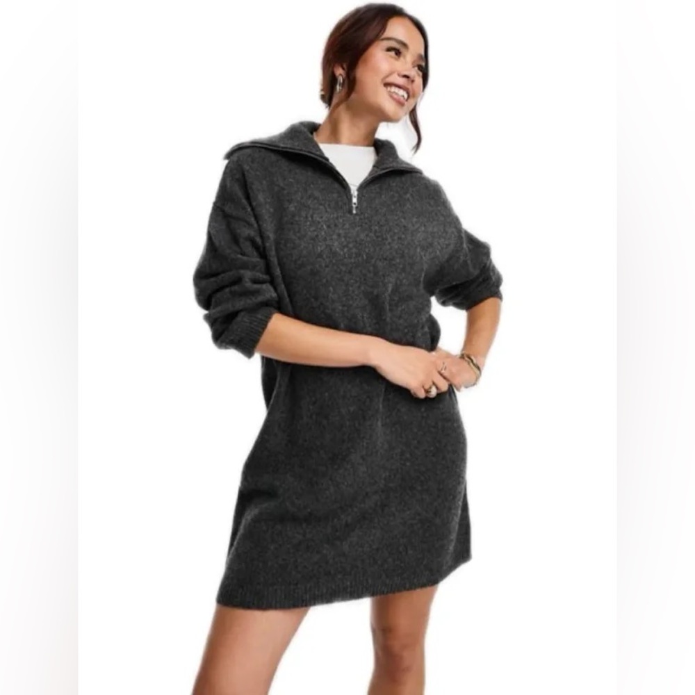 ASOS Design Quarter Zip Sweater Dress